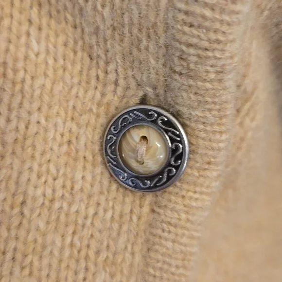 Appleseeds Vintage Tan Embroidered Collared Grandma Cardigan Sweater - Picture 8 of 8